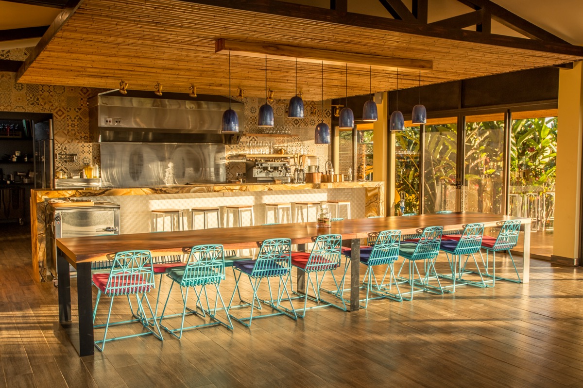 Casa Bulú dining hall and long communal tables